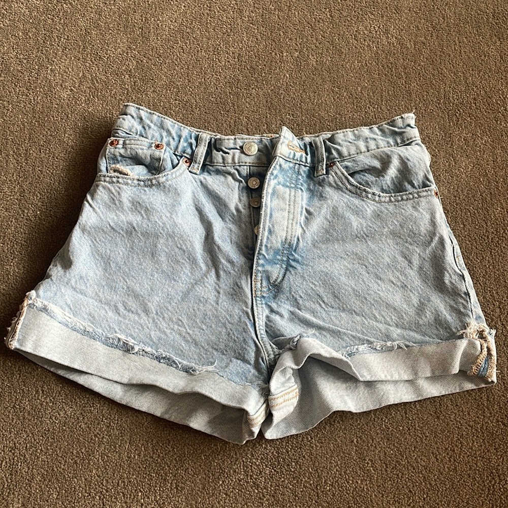 Zara 100% cotton jean shorts light wash denim US 4